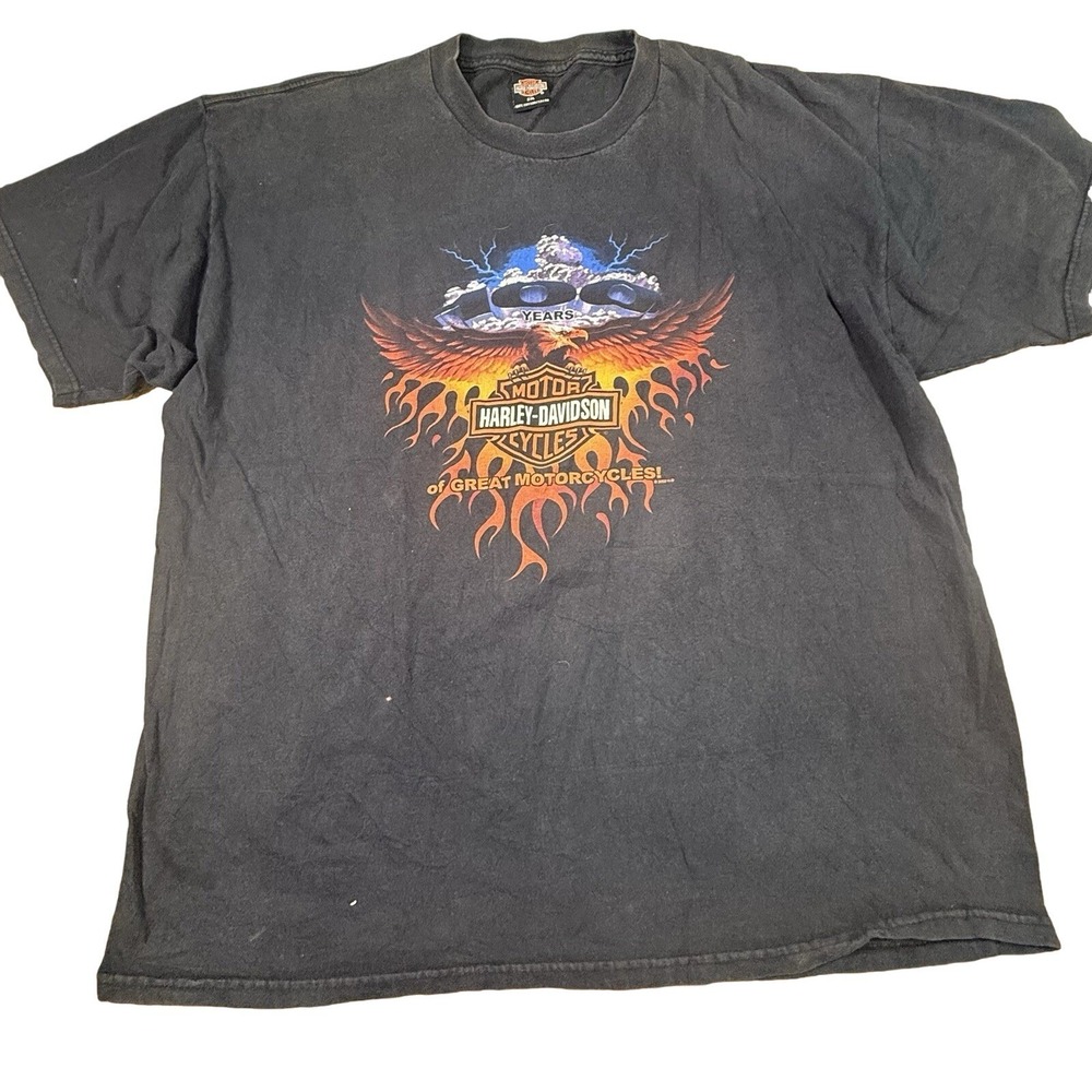Harley Davidson T Shirt Mens 2XL Black 100 Years Nevada Fire USA‎ Vintage